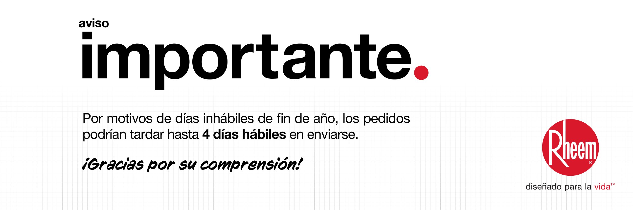 Aviso de entrega de producto Rheem México.